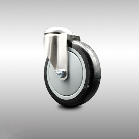 Service Caster 5 Inch 316SS Black Polyurethane Wheel Swivel Bolt Hole Caster SCC-SS316BH20S514-PPUB-BLK